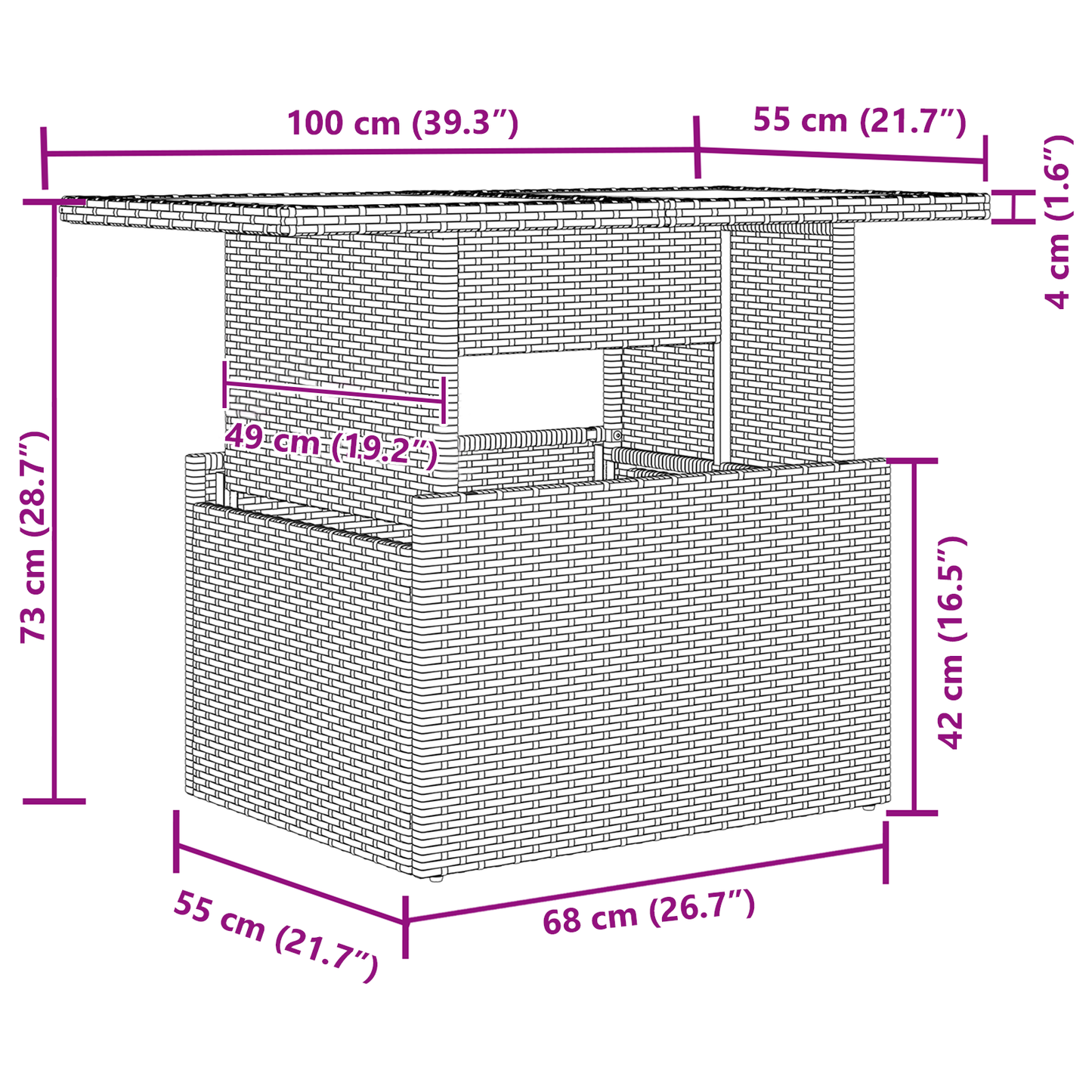 9-delt hagesofa sett med puter brun poly rattan