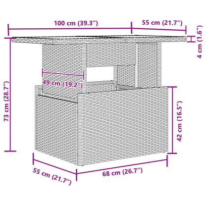 9-delt hagesofa sett med puter brun poly rattan