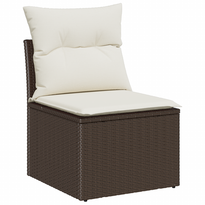 6-delt Hagesofa Set med puter Brun Poly Rattan