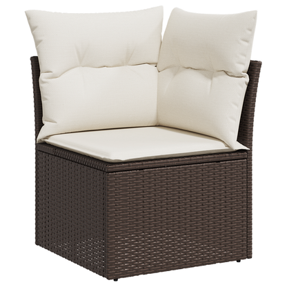 6-delt Hagesofa Set med puter Brun Poly Rattan