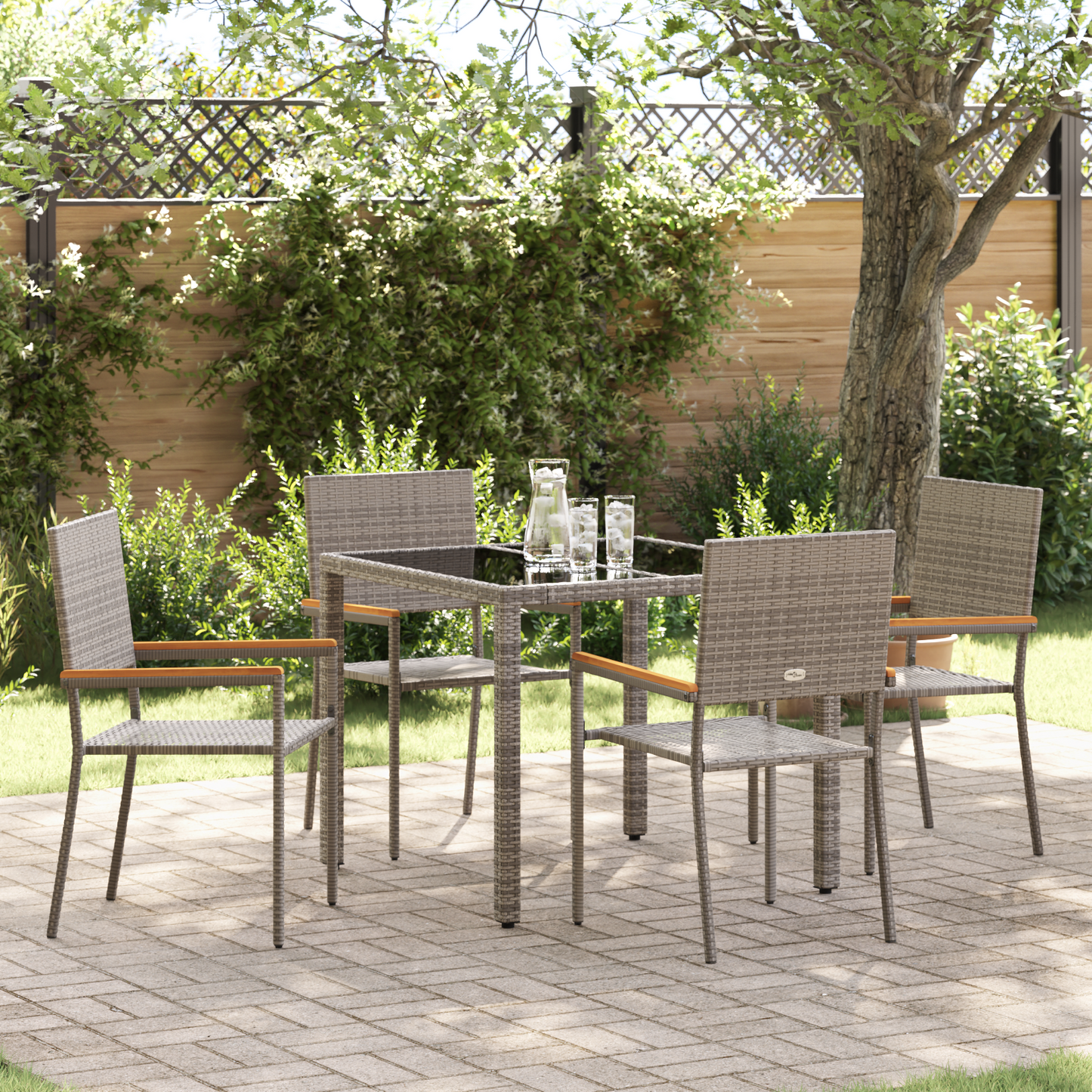 5-delt hagemøbelsett Grå Polyrotting