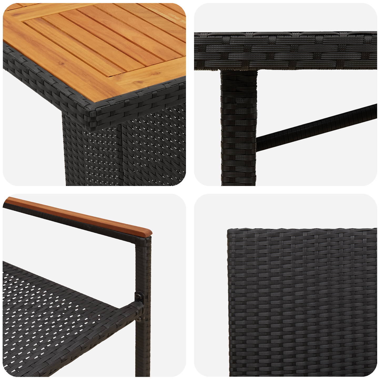 7 Delers Hage Spisestue Sett Svart Polyrotting