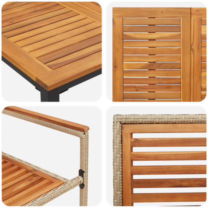 5-delers Hage Spisebordsett Beige Poly Rattan Akasie