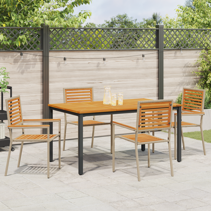 5 Delt Hage Spisegruppe Beige Poly Rattan Akasie