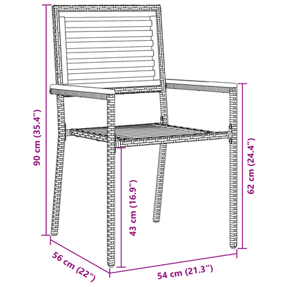 7-delt Hage Spisegruppe Beige Poly Rattan Akasie