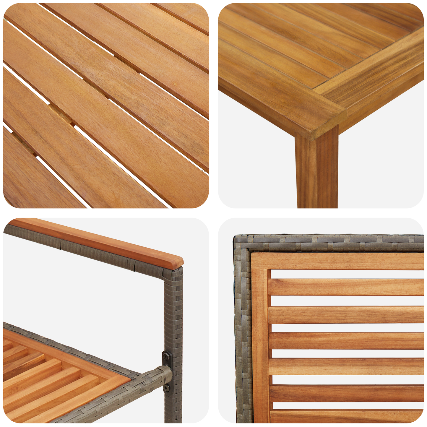 3-delt Hagemøbler Grå Poly Rattan Akasietre