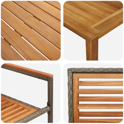 3-delt Hagemøbler Grå Poly Rattan Akasietre