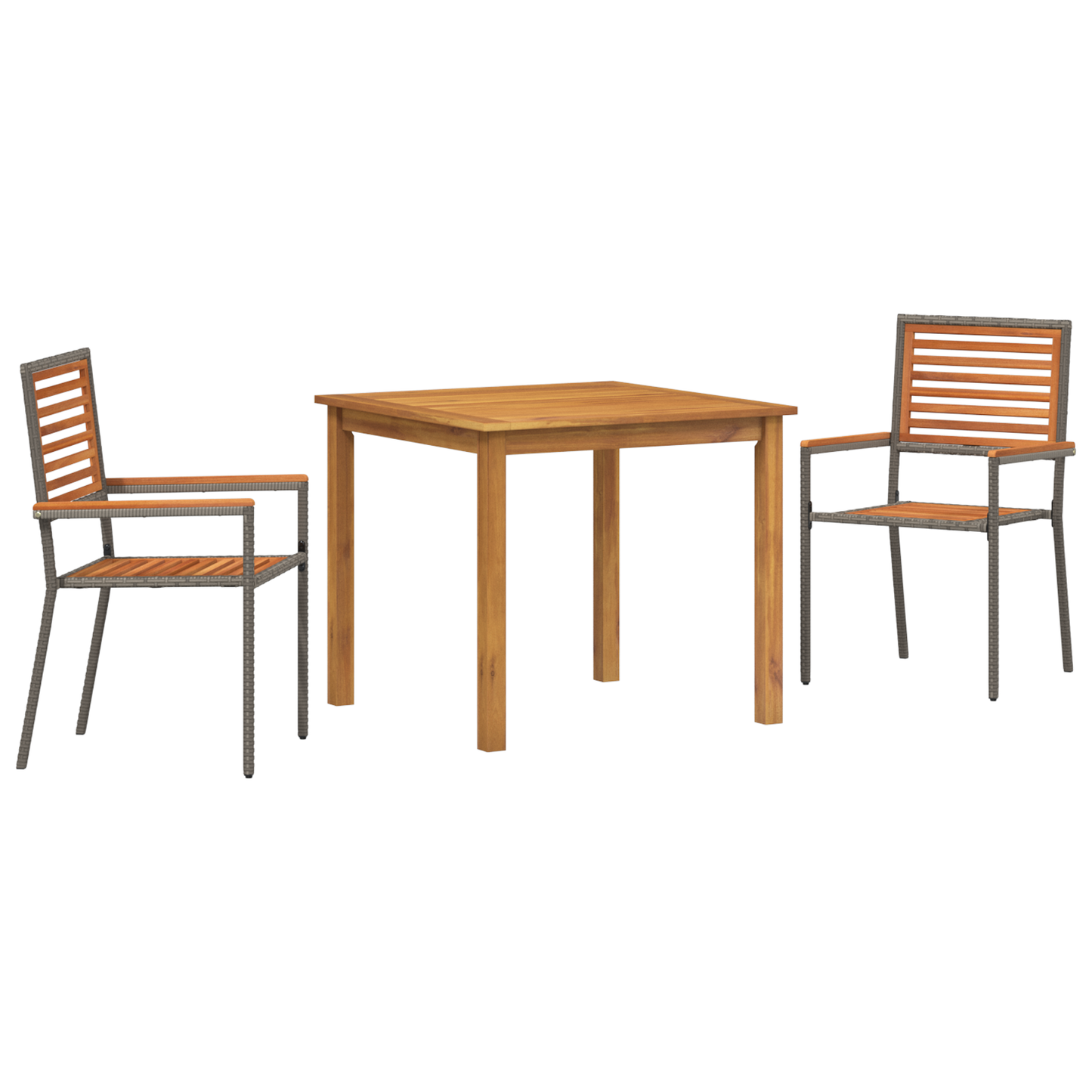 3-delt Hagemøbler Grå Poly Rattan Akasietre