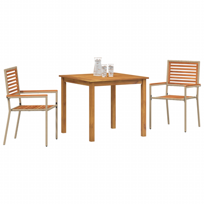 3-delt hagemiddagssett Beige Poly Rattan Akacia