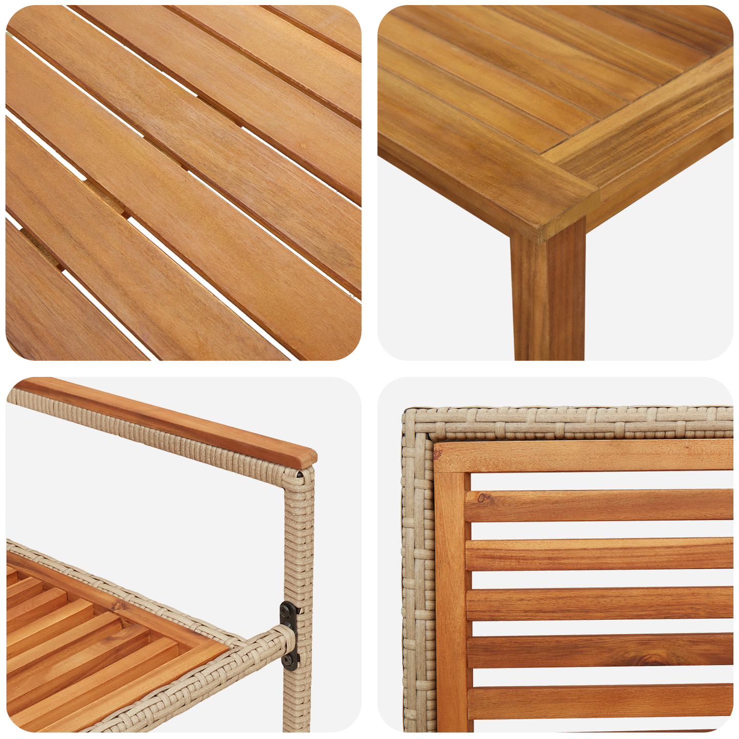 5-delt hage spisegruppe beige poly rattan akacia