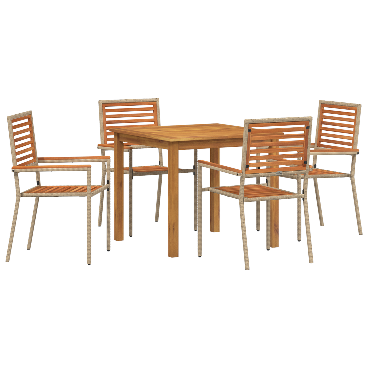 5-delt hage spisegruppe beige poly rattan akacia