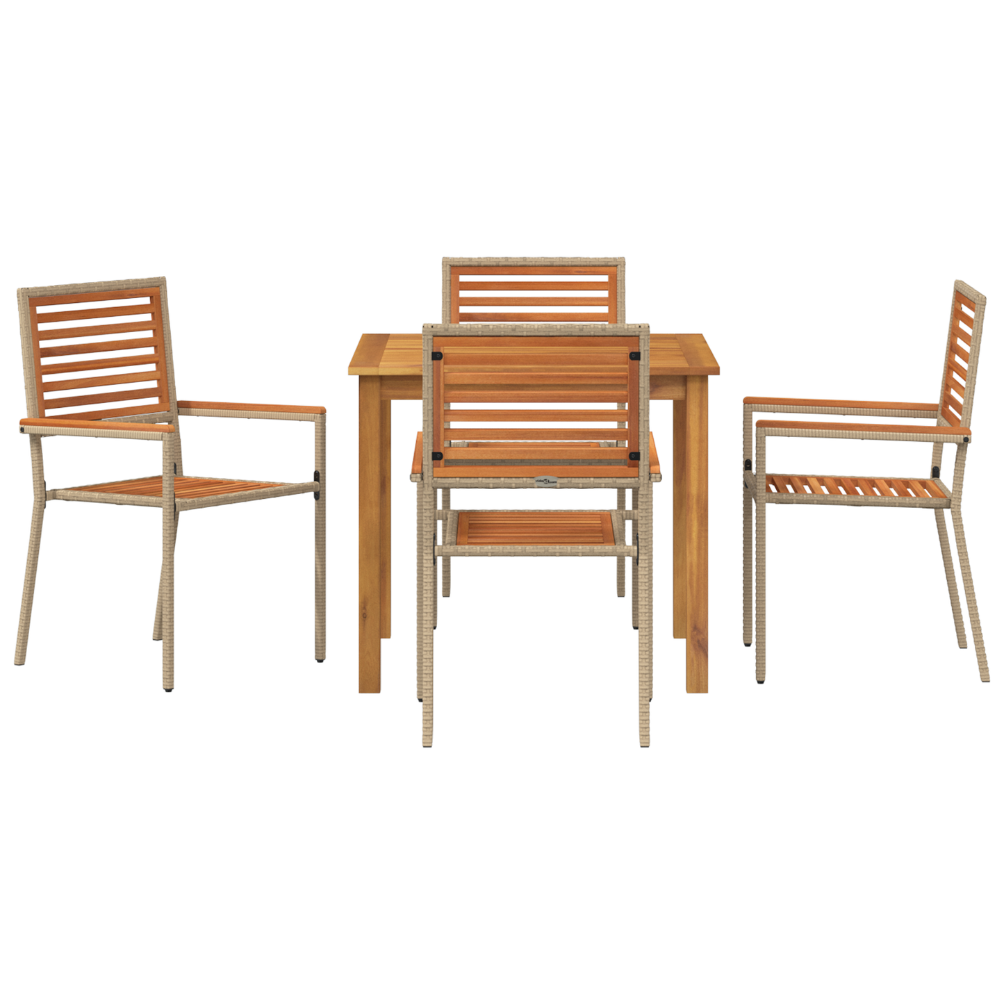 5-delt hage spisegruppe beige poly rattan akacia