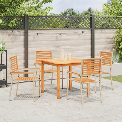 5-delt hage spisegruppe beige poly rattan akacia