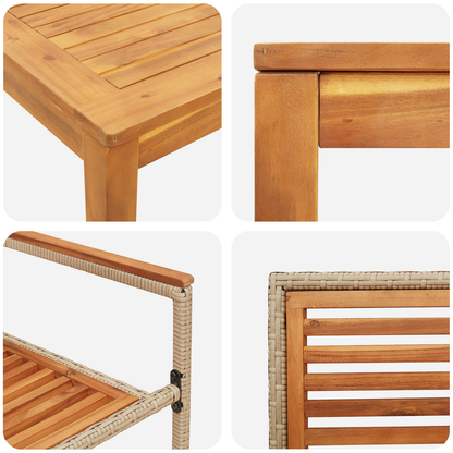 3-delers Hage Spisebordsett Beige Akasietre