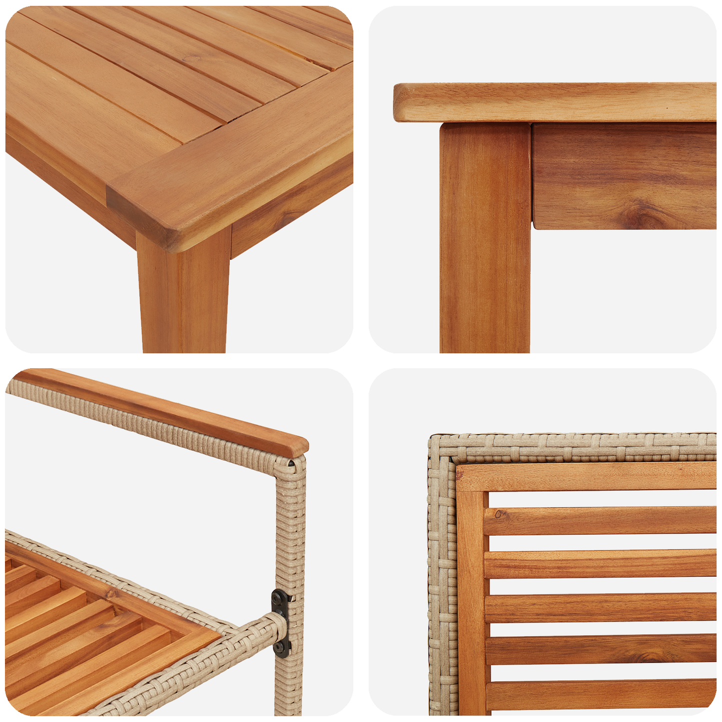 7 Delers Hage Spisestue Beige Poly Rattan Akasie