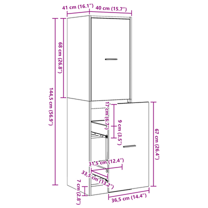 Apotekskap Svart Eik 40x41x144.5 cm Konstruert Tre