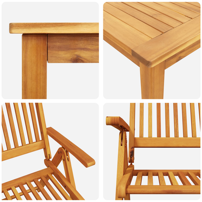 3-delt hagemøbelsett i solid akasietre som kan felles sammen