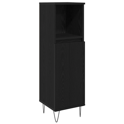 3-delt baderomsmøbelsett svart eik konstruert tre