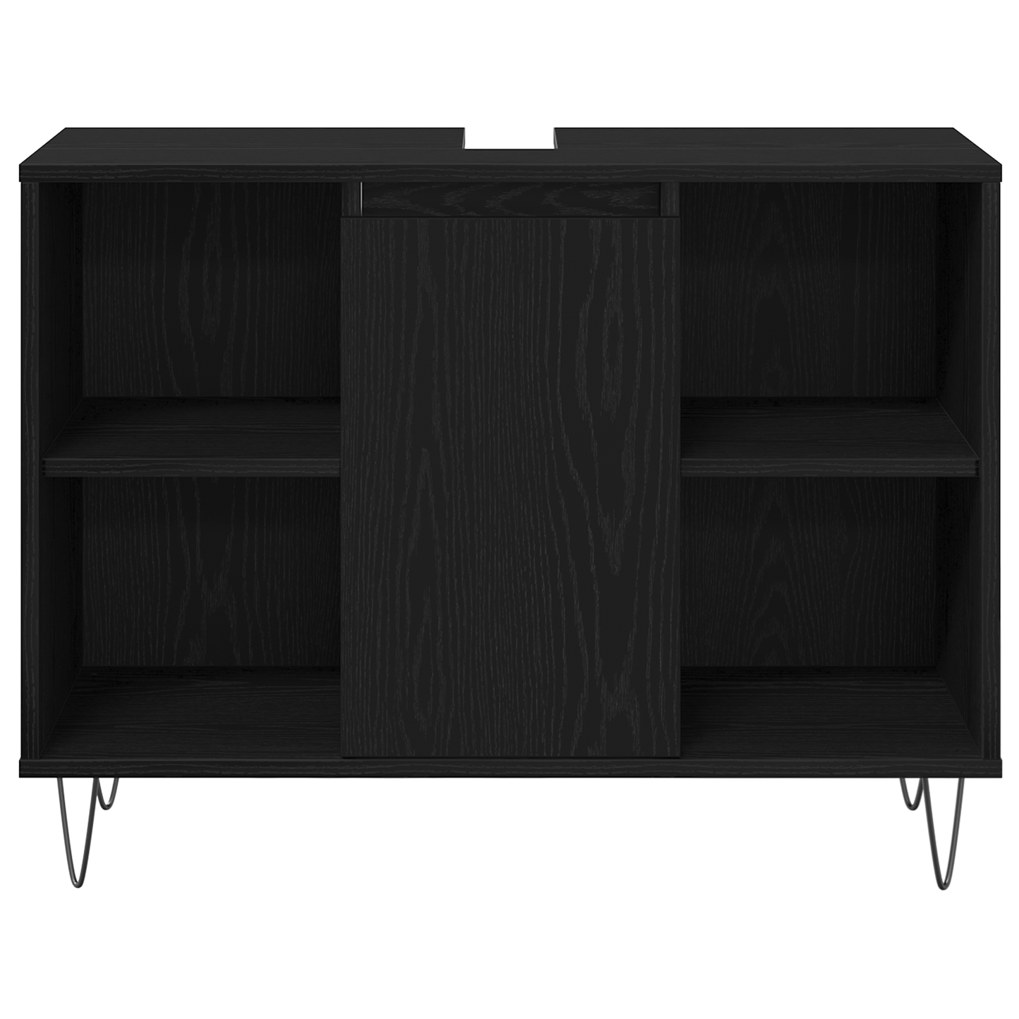 3-delt baderomsmøbelsett svart eik konstruert tre