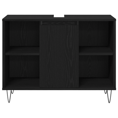 3-delt baderomsmøbelsett svart eik konstruert tre