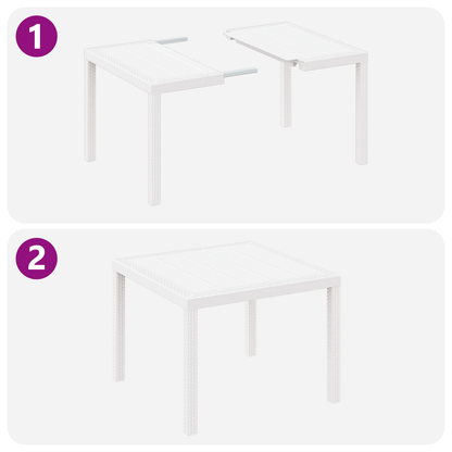 5 Delers Hage Spisesett med Puter Hvit Polyrotting