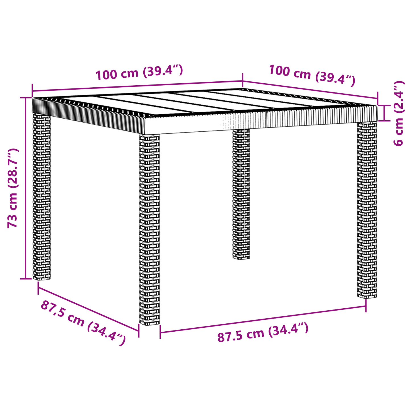 5 Delers Hage Spisesett med Puter Hvit Polyrotting
