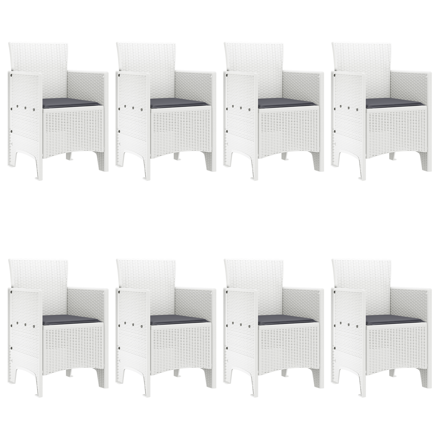 9 Delt Hage Spisestue Sett med Puter Hvit Poly Rattan