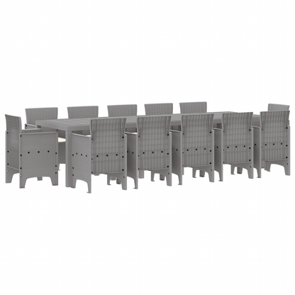 13-delt hagemøbelsett med puter Lysegrå Polyrotting