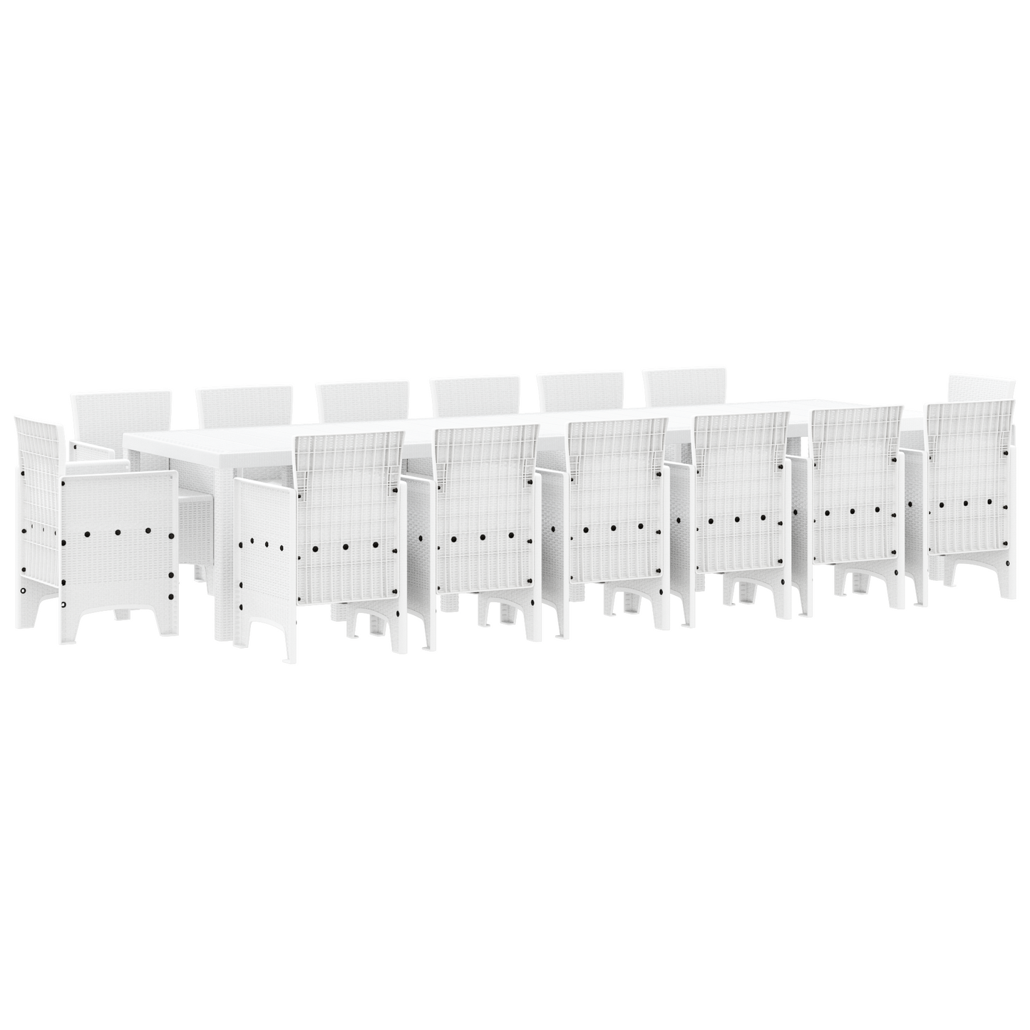 15-Delt Hage Spisegruppe Hvit Poly Rattan