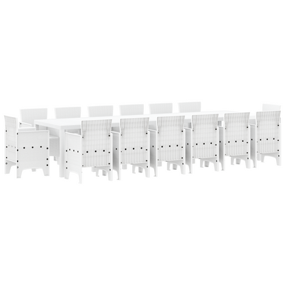 15-Delt Hage Spisegruppe Hvit Poly Rattan