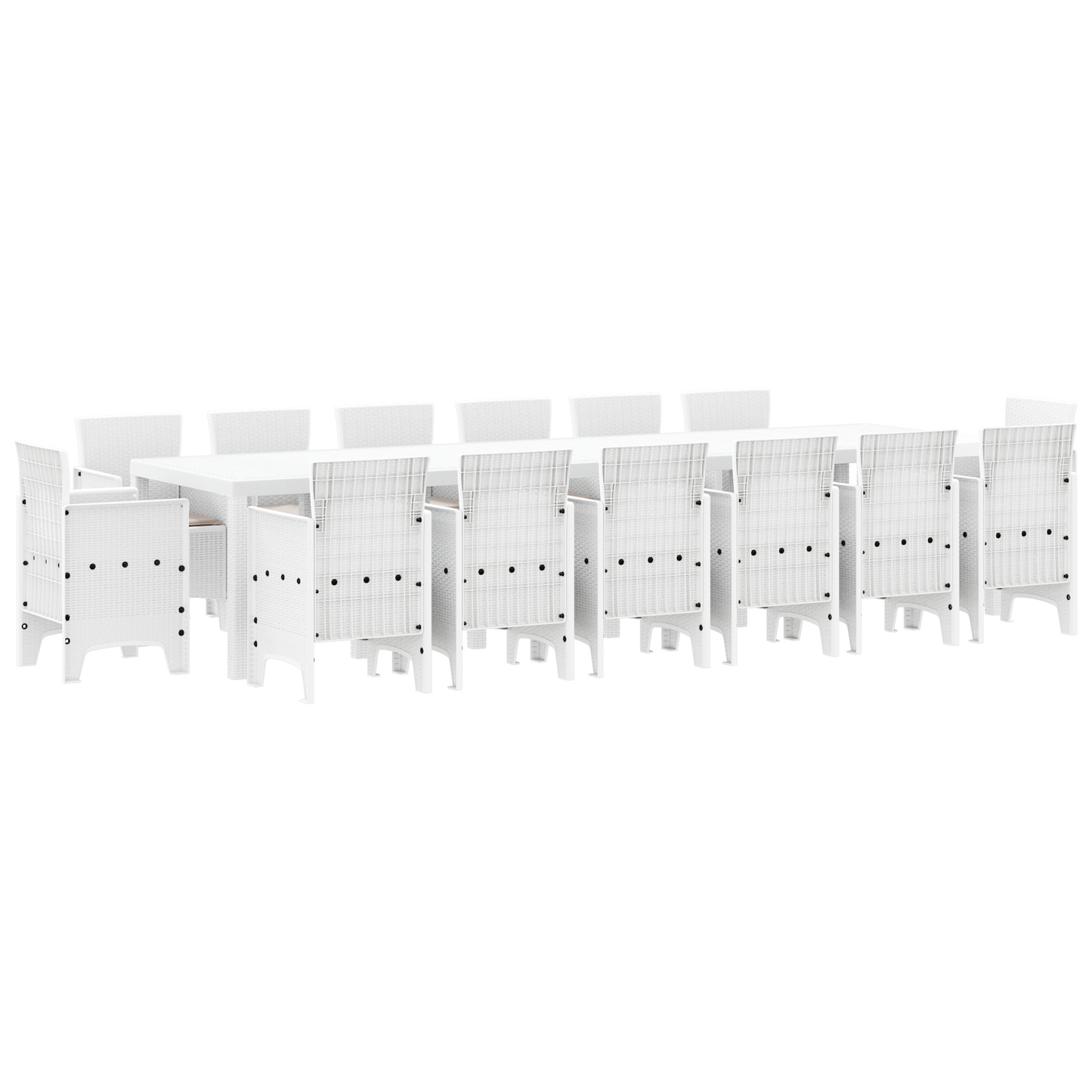 15-delt hagemøbelsett med puter Hvit Polyrotting