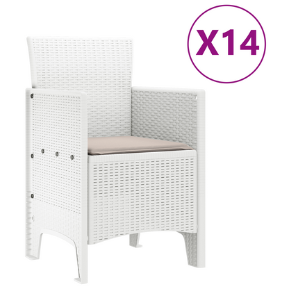 15-delt hagemøbelsett med puter Hvit Polyrotting