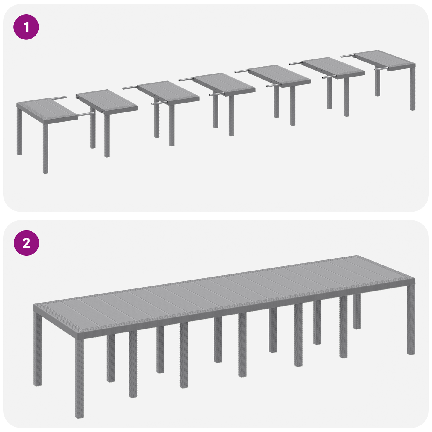 15-delers hagemøbel sett med puter Lysegrå Polyrotting