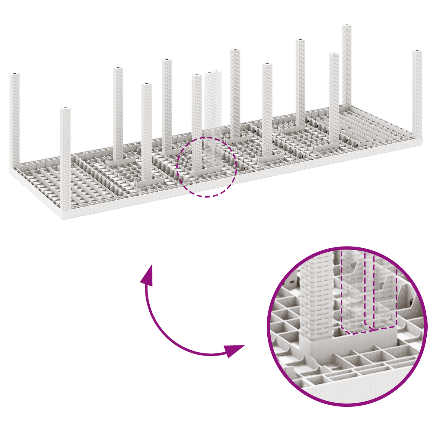 11 Deler Hage Spisegruppe med Puter Hvit Poly Rattan