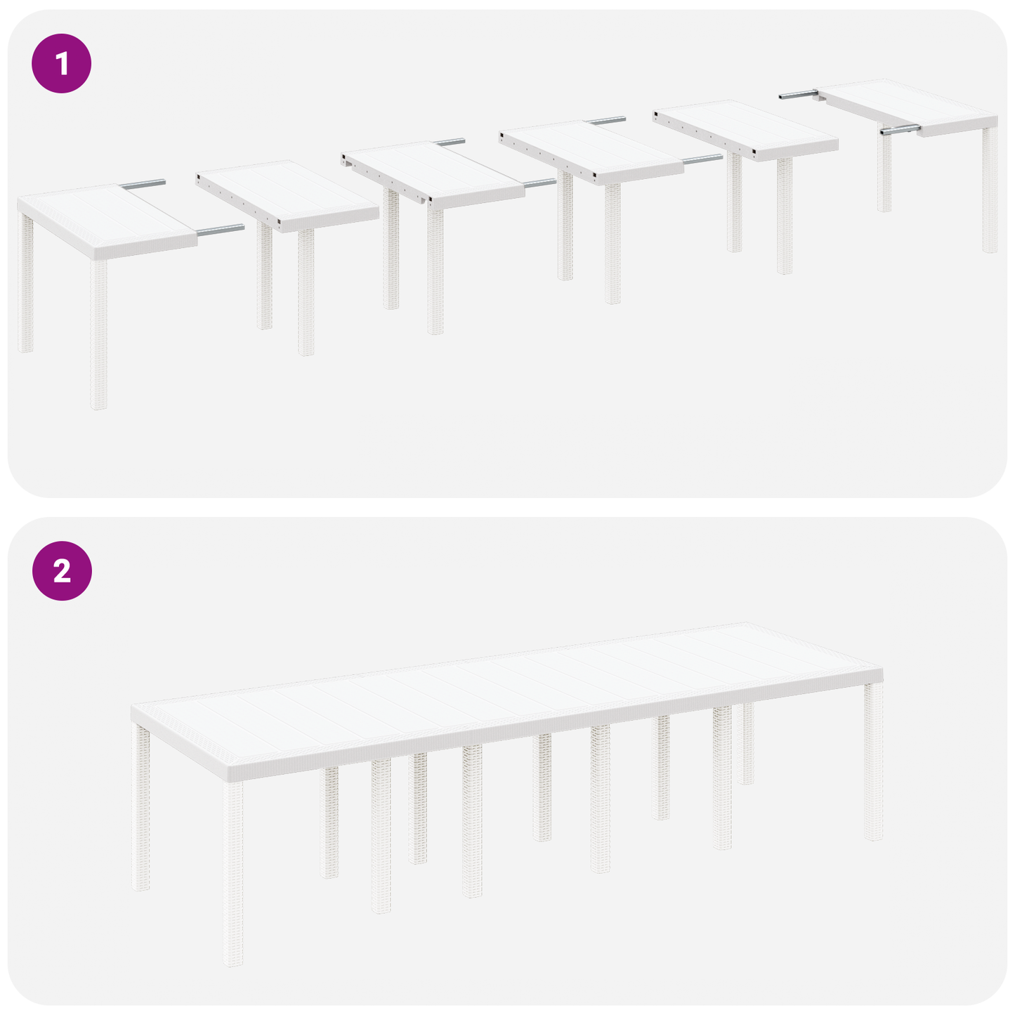 11 Deler Hage Spisegruppe med Puter Hvit Poly Rattan