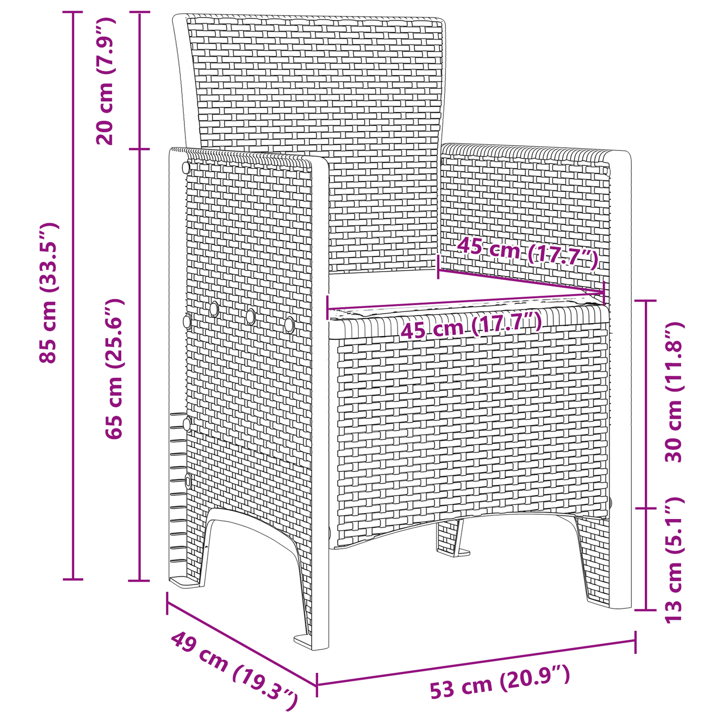 11 Deler Hage Spisegruppe med Puter Hvit Poly Rattan