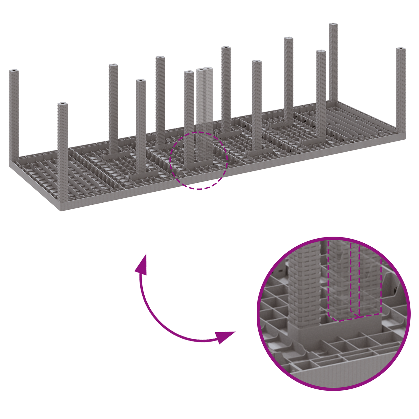 11 Deler Hage Spisesett med Puter Lysegrå Polyrotting