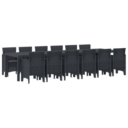 13 Delt Hage Spisegruppe med Puter Antrasitt Polyrotting