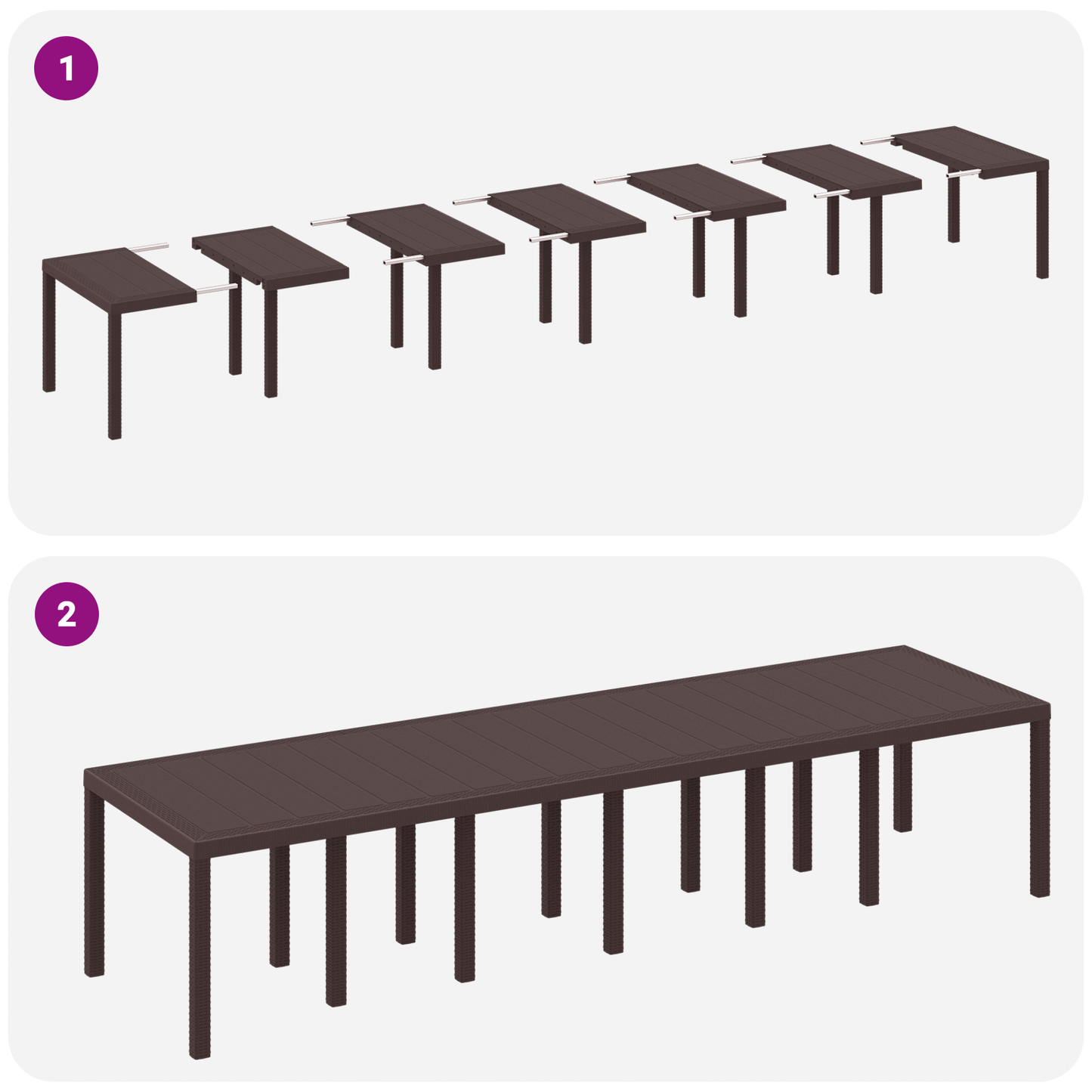 13-delt hagespisemøbelsett med puter i brun polyrotting