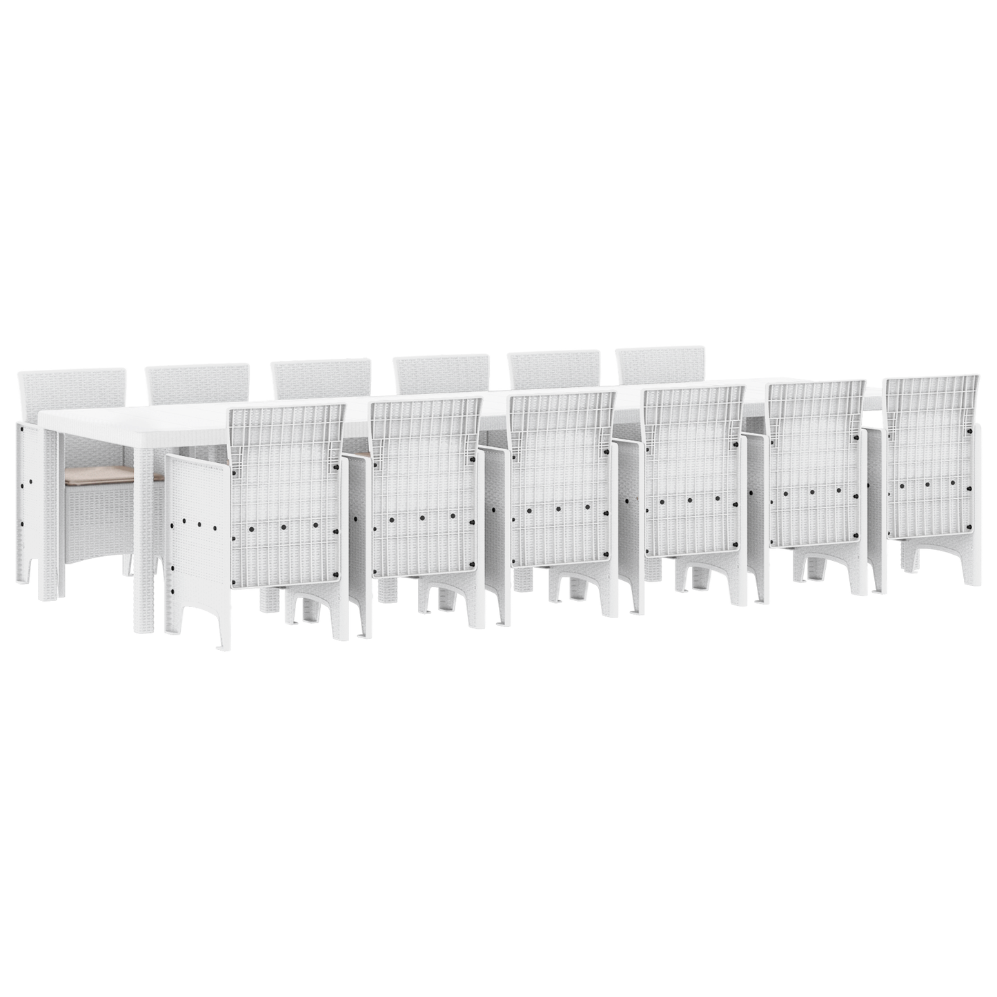 13-delers hage spisesett med puter Hvit Polyrotting