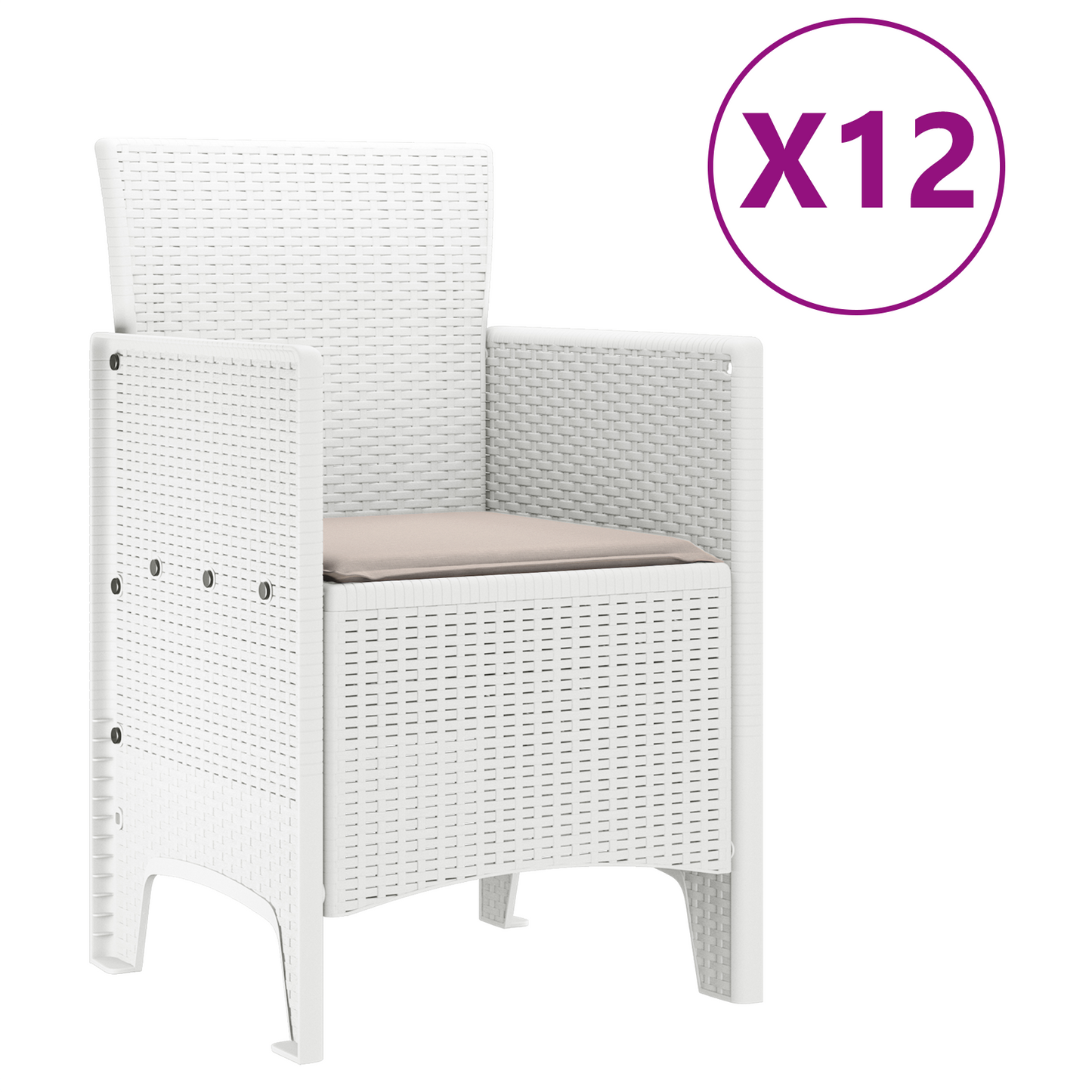 13-delers hage spisesett med puter Hvit Polyrotting