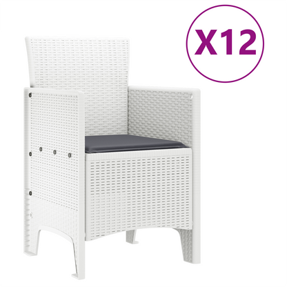 13-Delt Hage Spisegruppe med Puter Hvit Poly Rottning