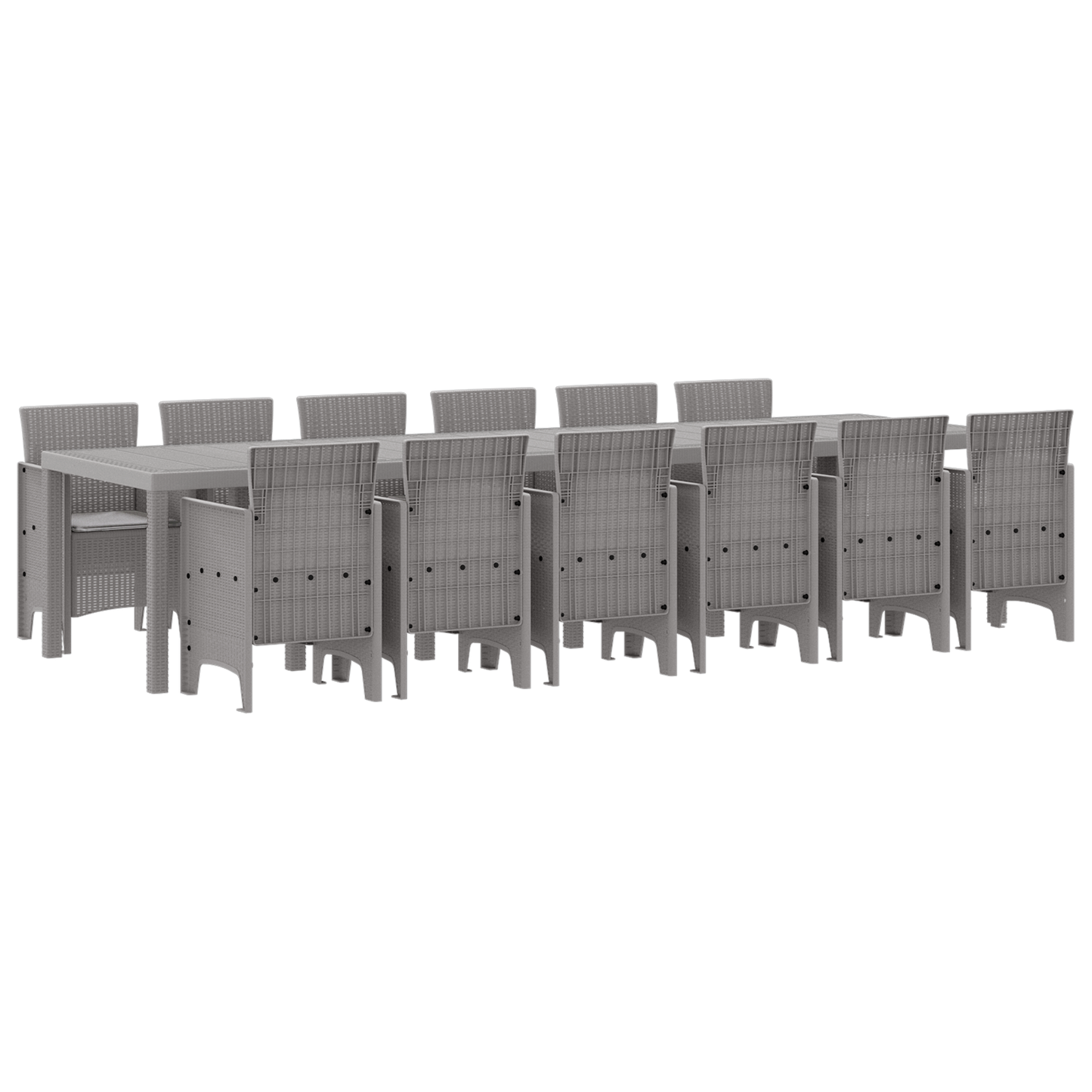 13-delt hagemøbelsett med puter lysegrå polyrotting