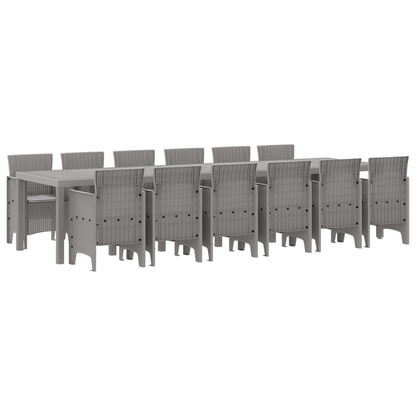 13-delt hagemøbelsett med puter lysegrå polyrotting