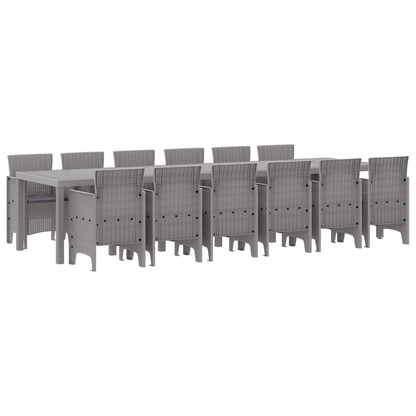 13-delt Hagemøbelsett med Puter Lysegrå Polyrotting
