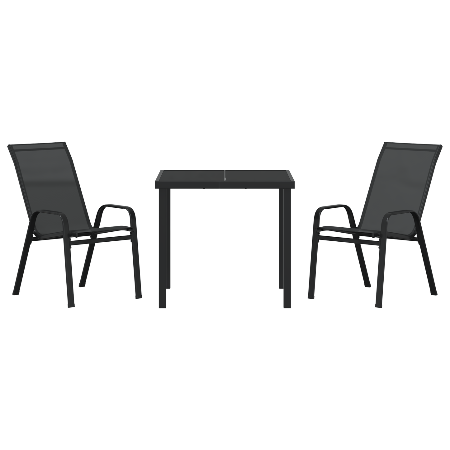3-delt hagemøbelsett svart Textilene og stål
