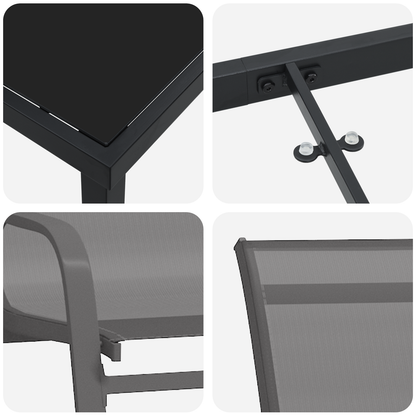 3-delt hage dining set grå textilene og stål