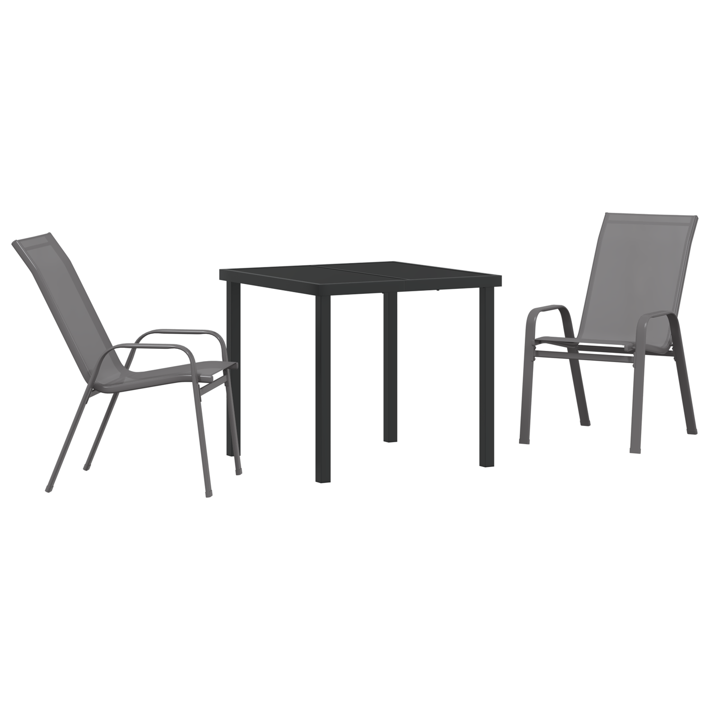 3-delt hage dining set grå textilene og stål