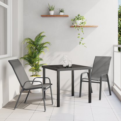 3-delt hage dining set grå textilene og stål