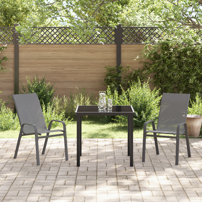 3-delt hage dining set grå textilene og stål